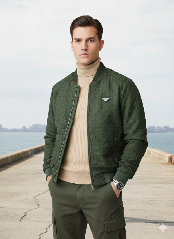 Pattern Embossed Men's Imported Light Weight Jacket - Image 3